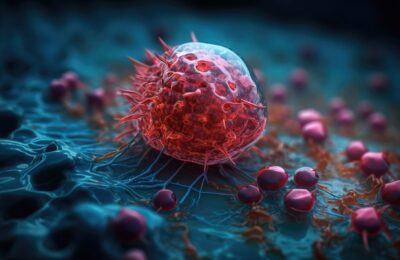 Close-up abstract cancer cells. generative AI